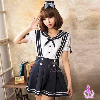 【Ayoka】領航遨遊!三件式海軍角色扮演服FREE白+深藍