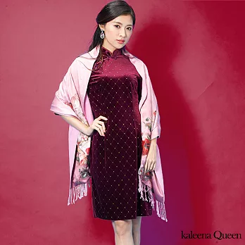 【Kaleena Queen】玫瑰情意絲質披肩(粉)-FFREE粉