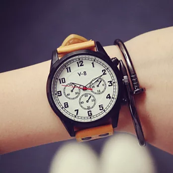 Watch-123 時代力量-復古特種軍款假三眼大錶盤腕錶 (3色可選)黃色