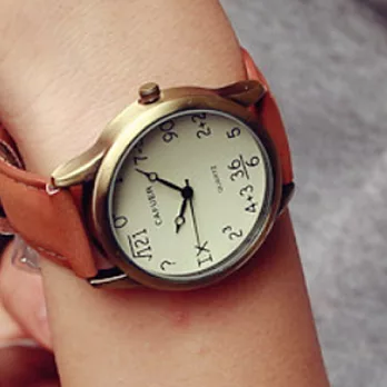 Watch-123 瘋狂天才-趣味數學符號時標愛戀應用腕錶 (4色可選)褐色(女)