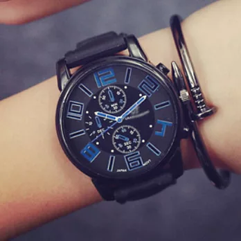 Watch-123 灌籃高手-原宿潮選大字大錶盤矽膠帶腕錶 (3色可選)藍時標