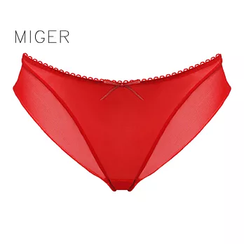 [MIGER密格內衣]飄逸半透明網紗性感中低腰丁字褲-8256-台灣製-FREE紅色
