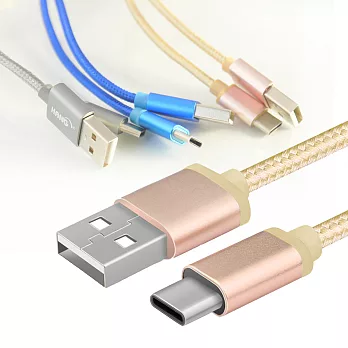【HANG】USB 3.1 Type-C 金屬編織 高速傳輸充電線藍