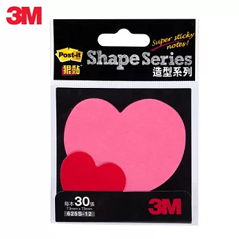 3M 利貼狠黏造型便條紙-愛心左 625S-12( 六入)