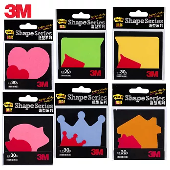 3M 利貼狠黏造型便條紙-綜合包( 六入)