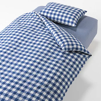 [MUJI無印良品]床用寢織組/藍格紋/S單人藍格紋