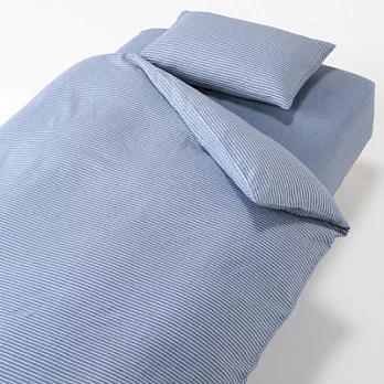 [MUJI無印良品]床用寢織組/藍直紋/S單人藍直紋