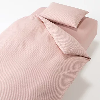 [MUJI無印良品]床用寢織組/粉紅直紋/D雙人粉紅直紋