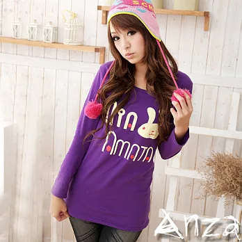 【AnZa】小兔棉長袖上衣(二色)FREE紫色