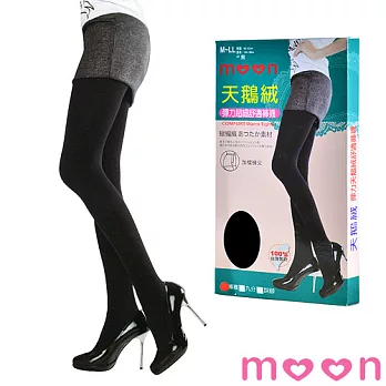 MOON 天鵝絨保暖褲襪 超彈性極細柔觸(單品)黑色
