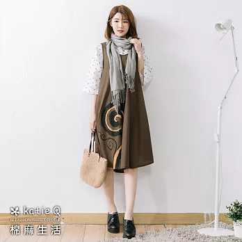 【慢。生活】螺旋抓染棉麻背心裙(2色)-F FREE綠