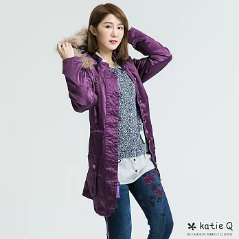 【KatieQ】貉子毛顯瘦多變穿搭外套(2色)-M-XLM紫