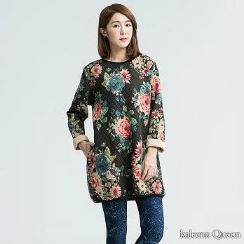 【Kaleena Queen】花語菱格內裏寬上衣-M-XL M黑