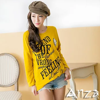 【AnZa】中大尺碼.韓系簡約長版寬鬆T恤(二色) FREE芥黃