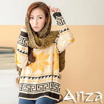 【AnZa】異國風情寬領傘擺針織毛衣(二色)FREE朝陽黃