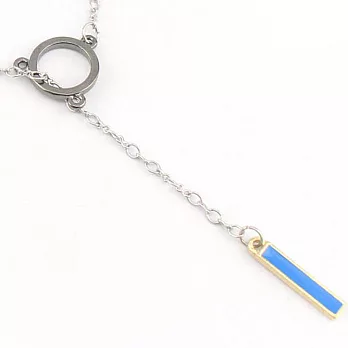 英國NATKIEL -簡約時尚銀邊圓方形藍棒子項鍊