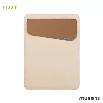 Moshi Muse 13 防傾倒皮革內袋象牙白