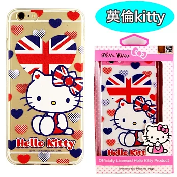 【Hello Kitty】iPhone 6 Plus/6s Plus 彩繪透明保護軟套英倫kitty