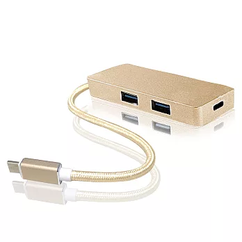 K-Line USB3.1 Type-c to USB3.0 可充電 2 port HUB集線器(金)