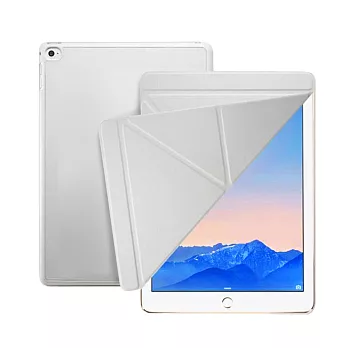 G-case Apple iPad Air2 立體V折支架側翻休眠皮套(銀)
