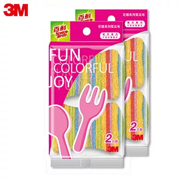 3M 百利花樣海綿菜瓜布(四片裝)-餐具專用