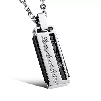 AmaZing 鋼鐵承諾-鑲鑽吊飾鈦鋼情侶對鍊 (2款可選) 黑色