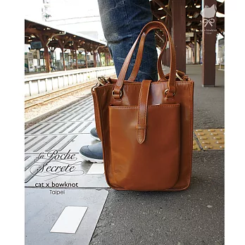 【La Poche Secrete 推薦】 catXbow-knot}初回經典真皮革包_手工縫製_咖啡