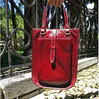 【La Poche Secrete 推薦】 catXbow-knot}初回經典真皮革包_手工縫製_酒紫
