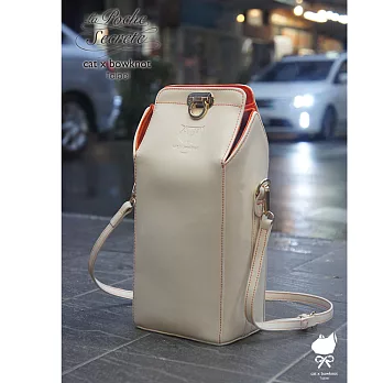 【La Poche Secrete 】 catXbow-knot}元氣滿分牛奶盒肩揹包_蜂蜜牛奶_乳白色