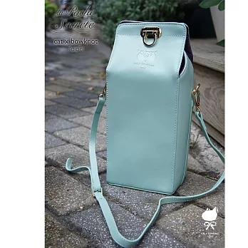 【La Poche Secrete 】 catXbow-knot}元氣滿分牛奶盒肩揹包_蘋果牛奶_薄荷綠