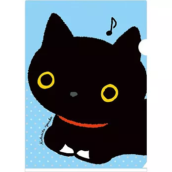 San-X 小襪貓白貓鋼琴之戀系列A4文件夾。藍色