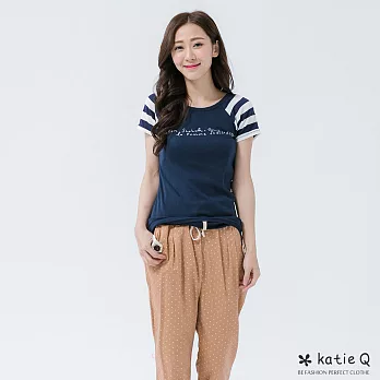 【KatieQ】手寫字海軍風上衣(2色)-F FREE丈青