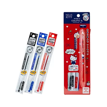 《Sanrio》HELLO KITTY百樂 HI-TEC-C 超細變芯筆-含0.4mm三色筆芯(元氣小物)