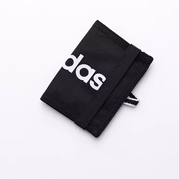 ADIDAS 繽紛運動束帶兩折短夾 黑色