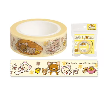 San-X 拉拉熊禮品包裝彩色紙膠帶。快樂貓生活系列