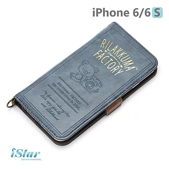 【日本 PGA-iJacket】正版Ssn-X iPhone6/6s 金箔壓字側翻式多功能夾層 手機殼 手機套-拉拉熊(藍)1010拉拉熊(藍)