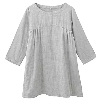 [MUJI無印良品]女有機棉二重紗織圓領七分袖長版衫灰色MM灰色