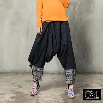 【潘克拉】不丹手織圖紋飛鼠褲(2色)-F　FREE黑