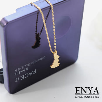 Enya★小兔子剪影項鍊金色