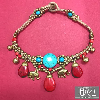 【潘克拉Accessories】泰國紅藍石大象腳鍊
