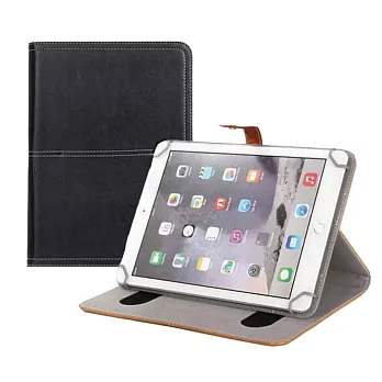 BANSKEY 9-10吋平板通用瘋馬紋側翻皮套(黑)黑色