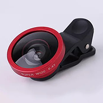 4X超級廣角 夾式 自拍鏡頭組 通用型手機廣角鏡頭紅色