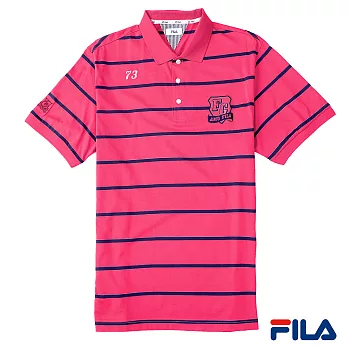 FILA男仕經典條紋POLO衫-1POP-1206-PC-M人氣桃