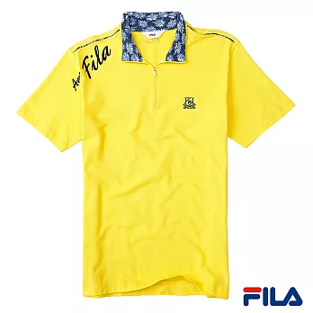 FILA男仕立領吸排上衣-1TEP-1202-YE-M陽光黃