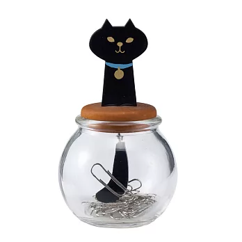 【DECOLE】miranda_貓尾巴迴紋針收納盒--黑貓