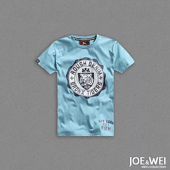 【JOE & WEI】老虎徽章印花短TEE(3色)-M-XL XL水藍