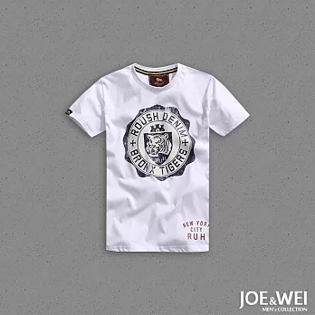 【JOE & WEI】老虎徽章印花短TEE(3色)-M-XL M白