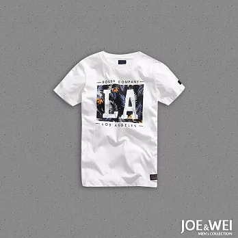 【JOE & WEI】LA STYLE印花短TEE(2色)-M-XL L白