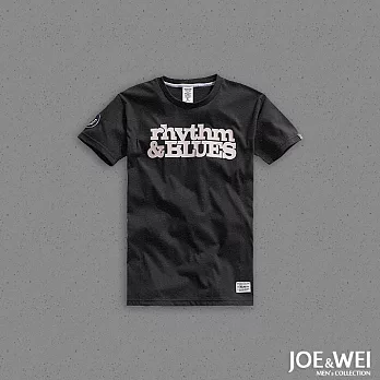 【JOE & WEI】藍調印字簡約短TEE(3色)-M-XL M黑