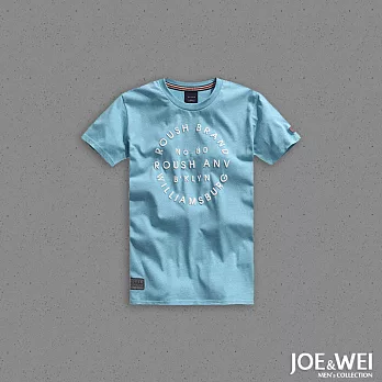 【JOE & WEI】發泡英字時尚短TEE(2色)-M-XL　L水藍